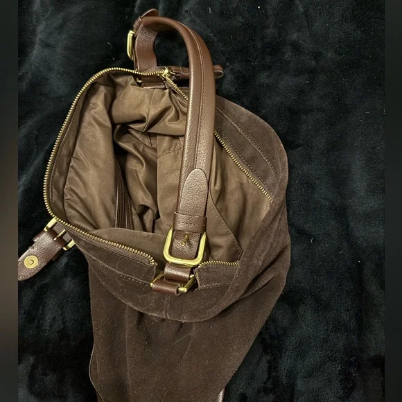 Lands End Brown Suede and Leather Bag. Gently used. - Picture 2 of 7